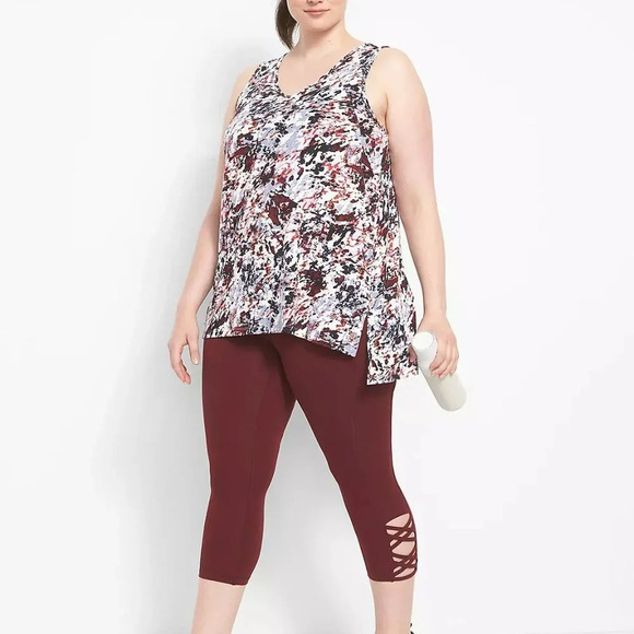 LIVI Lane Bryant Canyon Print Soft V-Neck High-Low Tank With Back Cutout 22/24 - Picture 1 of 11